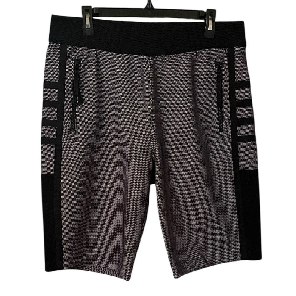 Helmut Lang Men's Gray Black Scuba Mesh Zip Up Pocket Shorts‎ Size L